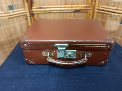 Small vintage brown - brown, suitcase