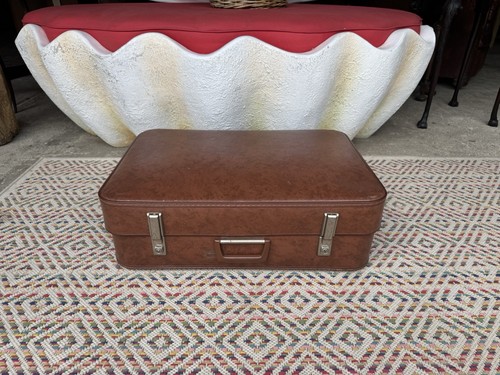 Vintage brown travel suitcase - vintage,