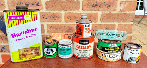 Vintage automobilia tins job - automobilia,