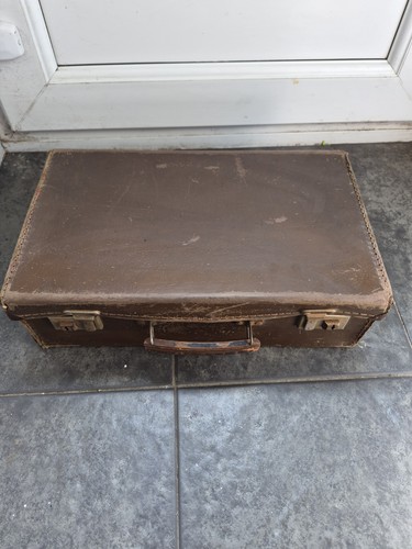 Vintage 1940s brown briefcase - brown,