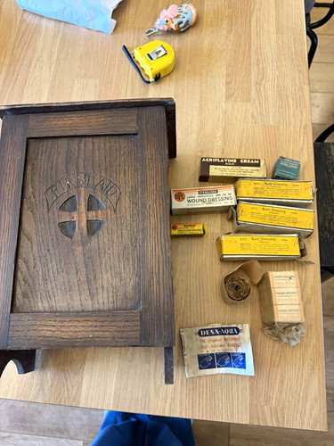 Vintage wooden first aid wall - vintage,