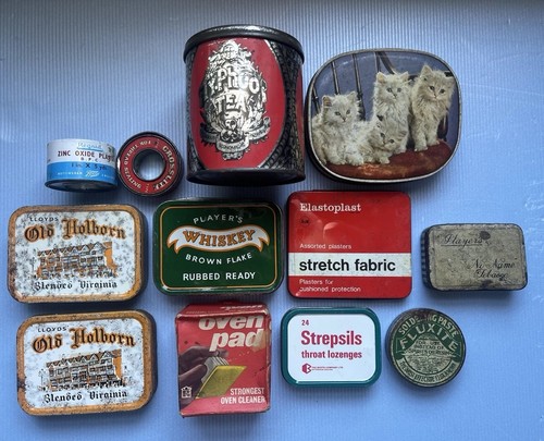 Vintage joblot mixed - tins, x11